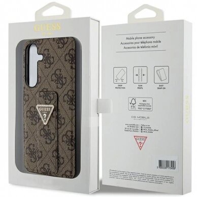 Guess Grip Stand 4G Triangle Strass Dėklas Samsung Galaxy S24+ - brown 7