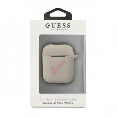 Dėklas Guess GUACA2LSVSGP AirPods Ausinių Dėklas Silicone Vintage pilkas-rožinis 2