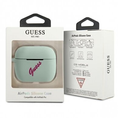 Dėklas Guess GUACAPLSVSBF Silicone Vintage AirPods Pro Ausinių Dėklas  2