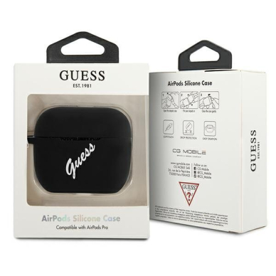 Dėklas Guess GUACAPLSVSBW Silicone Vintage AirPods Pro Ausinių Dėklas juodas-baltas 2