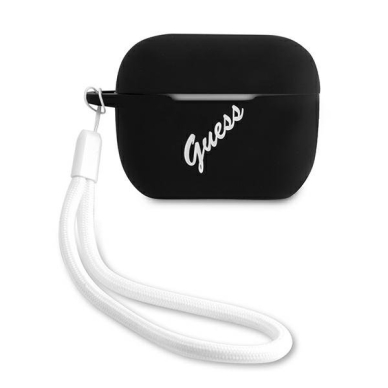 Dėklas Guess GUACAPLSVSBW Silicone Vintage AirPods Pro Ausinių Dėklas juodas-baltas