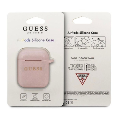 Guess GUACCSILGLLP AirPods cover light Rožinis / Rožinis Silicone Glitter 1