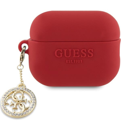 Dėklas ausinėms Guess 3D Rubber 4G Diamond Charm GUAP23DSLGHDF AirPods Pro 2 - Raudonas