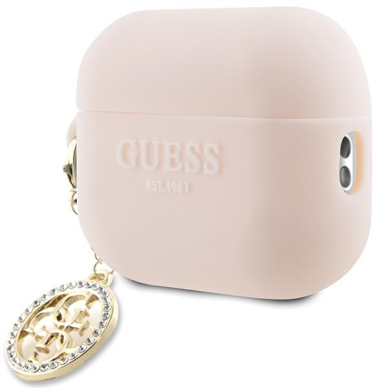 Dėklas ausinėms Guess 3D Rubber 4G Diamond Charm GUAP23DSLGHDP AirPods Pro 2 - Rožinis 2