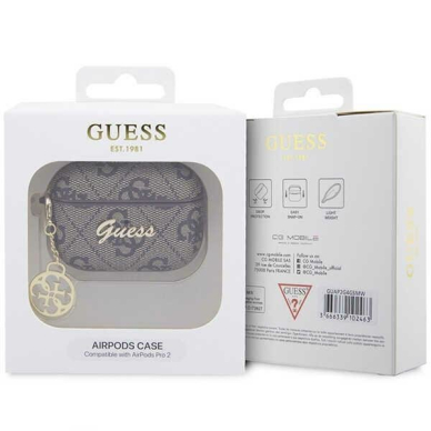 Dėklas ausinėms Guess 4G Charm Collection GUAP2G4GSMW AirPods Pro 2 Rudas 3