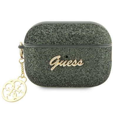 Dėklas ausinėms Guess Glitter Flake 4G Charm GUAP2GLGSHA AirPods Pro 2 Žalias