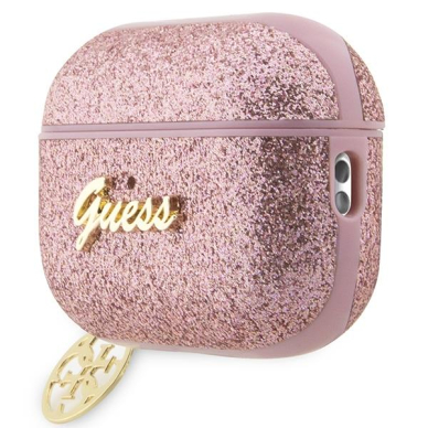 Dėklas ausinėms Guess Glitter Flake 4G Charm GUAP2GLGSHP AirPods Pro 2 Rožinis 2