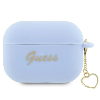 Dėklas ausinėms Guess Charm Heart Collection GUAP2LSCHSB AirPods Pro 2 Mėlynas