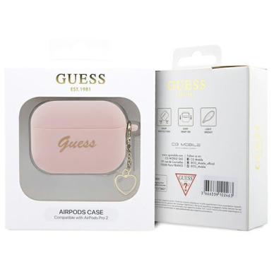 Dėklas ausinėms Guess Charm Heart Collection GUAP2LSCHSP AirPods Pro 2 Rožinis 3