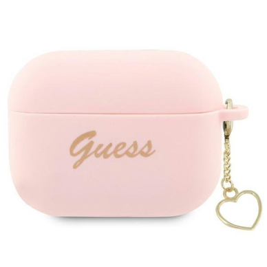 Dėklas ausinėms Guess Charm Heart Collection GUAP2LSCHSP AirPods Pro 2 Rožinis