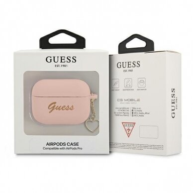 Dėklas Guess GUAPLSCHSP AirPods Pro Silicone Charm Rožinis 2