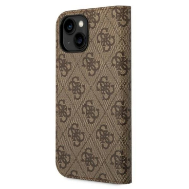 Originalus Guess dėklas GUBKP14SHG4SHW iPhone 14 6.1 Rudas / Rudas book 4G Vintage Auksinis Logo 1