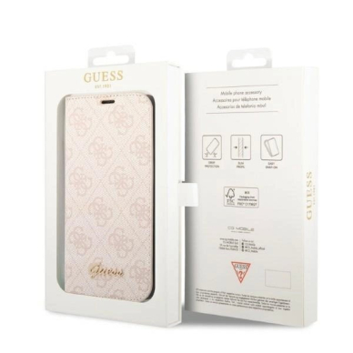 Guess GUBKP14XHG4SHP iPhone 14 Pro Max 6.7 pink / Rožinis book 4G Vintage Gold Logo 6