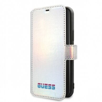 Originalus Atverčiamas Guess Dėklas Guflbkn65Bld Iphone 11 Pro Max Sidabrinis Iridescent