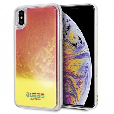 Originalus Guess Dėklas Guhci65Glcpi Iphone Xs Max Rožinis Nugarėlė California Glow In The Dark