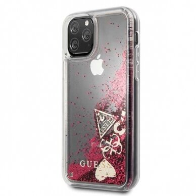 Originalus Guess Dėklas Guhcn58Glhflra Iphone 11 Pro Raspberry Nugarėlė Glitter Hearts  1