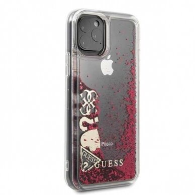 Originalus Guess Dėklas Guhcn58Glhflra Iphone 11 Pro Raspberry Nugarėlė Glitter Hearts  4