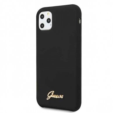 Originalus Guess Dėklas Guhcn58Lslmgbk Iphone 11 Pro Juodas Silicone Vintage Auksinis Logo  1