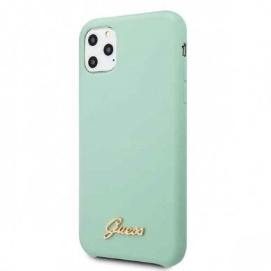 Originalus Guess Dėklas Guhcn58Lslmggr Iphone 11 Pro Žalias Hard Case Silicone Vintage Auksinis Logo  1