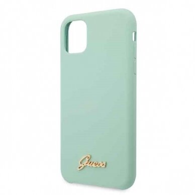 Originalus Guess Dėklas Guhcn58Lslmggr Iphone 11 Pro Žalias Hard Case Silicone Vintage Auksinis Logo  2