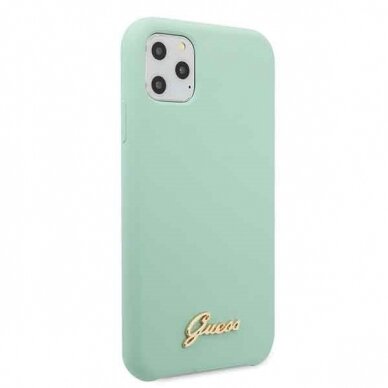 Originalus Guess Dėklas Guhcn58Lslmggr Iphone 11 Pro Žalias Hard Case Silicone Vintage Auksinis Logo  4