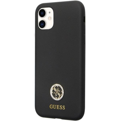 Originalus dėklas Guess GUHCN614DGPK Case skirta iPhone 11 / Xr - Juodas Silicone Logo Strass 4G 1