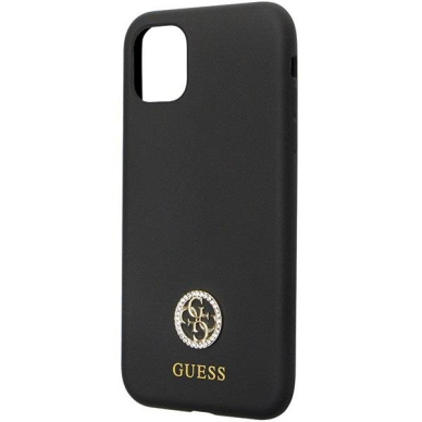 Originalus dėklas Guess GUHCN614DGPK Case skirta iPhone 11 / Xr - Juodas Silicone Logo Strass 4G 5