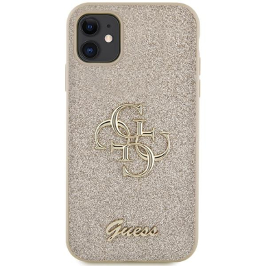 Originalus dėklas Guess GUHCN61HG4SGD case skirta iPhone 11 / Xr - gold Glitter Script Big 4G 2