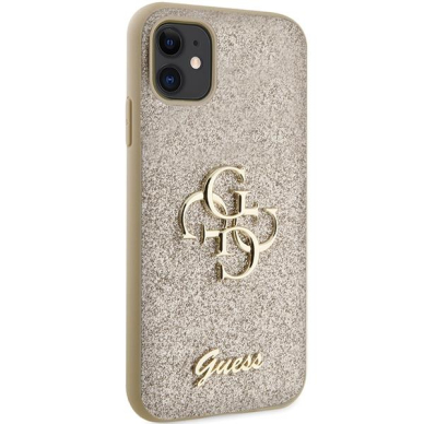 Originalus dėklas Guess GUHCN61HG4SGD case skirta iPhone 11 / Xr - gold Glitter Script Big 4G 3