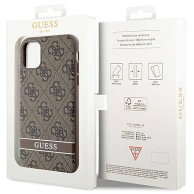 Dėklas Guess 4G Stripe GUHCN61P4SNW iPhone 11 / Xr Rudas 7