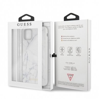 Originalus Guess Dėklas Guhcn65Hymawh Iphone 11 Pro Max Baltas Marble 6