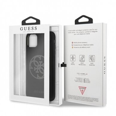 Originalus Guess Dėklas Guhcn65Ls4Gbk Iphone 11 Pro Max Juodas Nugarėlė Silicone 4G Tone On Tone 6