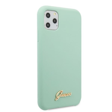 Originalus Guess Dėklas Guhcn65Lslmggr Iphone 11 Pro Max Žalias Hard Case Silicone Vintage Auksinis Logo 4