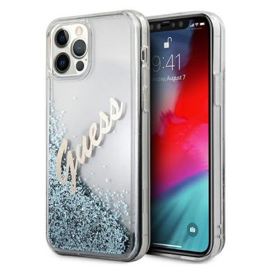 Dėklas Guess GUHCP12LGLVSBL Glitter Vintage Script iPhone 12 Pro Max 6,7" Mėlynas