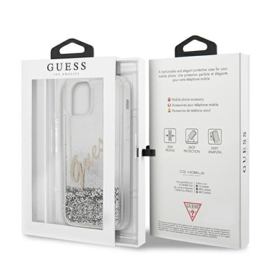 Dėklas Guess GUHCP12LGLVSSI Glitter Vintage Script iPhone 12 Pro Max 6,7" Sidabrinis 8