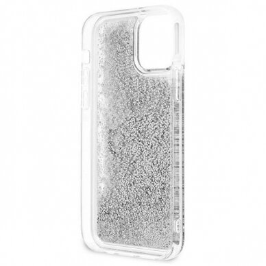 Originalus dėklas Guess Big Liquid Glitter iPhone 12 Pro Max Sidabrinis GUHCP12LLG4GSI 6