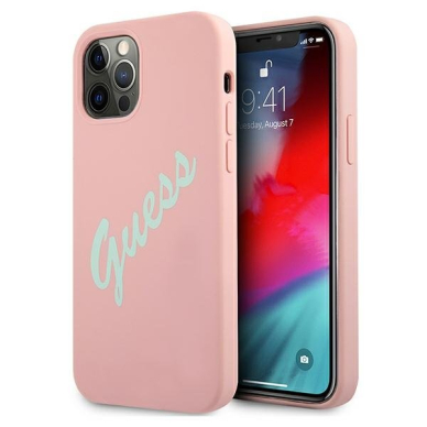 Dėklas Guess GUHCP12LLSVSPG Silicone Vintage iPhone 12 Pro Max 6,7" žalias-rožinis