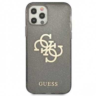 Originalus Guess dėklas GUHCP12LPCUGL4GBK iPhone 12 Pro Max 6.7 Juodas Glitter 4G Big Logo 2