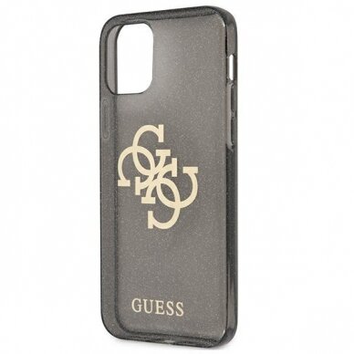 Originalus Guess dėklas GUHCP12LPCUGL4GBK iPhone 12 Pro Max 6.7 Juodas Glitter 4G Big Logo 5