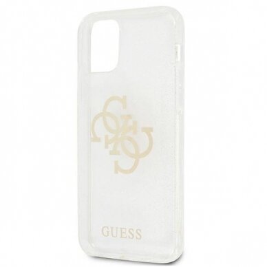 Originalus Guess dėklas GUHCP12LPCUGL4GTR iPhone 12 Pro Max 6.7 Permatomas Glitter 4G Big Logo 5