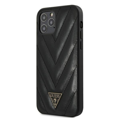 Originalus Guess dėklas Guhcp12Lpuvqtmlbk Iphone 12 Pro Max juodas V-Quilted kolekcija