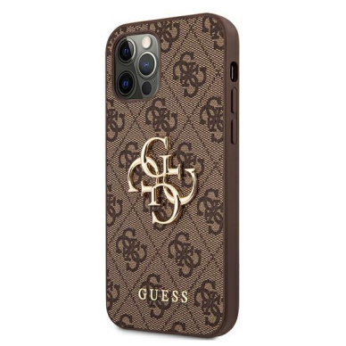 Originalus Guess dėklas GUHCP12M4GMGBR iPhone 12/12 Pro 6.1 Rudas 4G Big Metal Logo 1