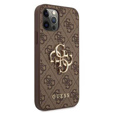 Originalus Guess dėklas GUHCP12M4GMGBR iPhone 12/12 Pro 6.1 Rudas 4G Big Metal Logo 3