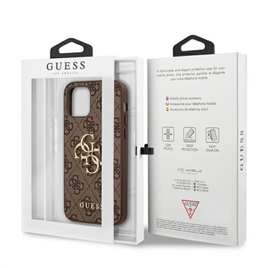 Originalus Guess dėklas GUHCP12M4GMGBR iPhone 12/12 Pro 6.1 Rudas 4G Big Metal Logo 7