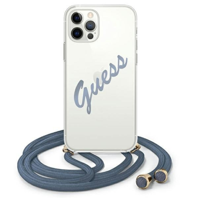 Originalus Guess dėklas GUHCP12MCRTVSBL iPhone 12 / 12 Pro mėlynas Script Vintage