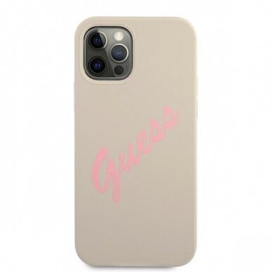 Dėklas Guess GUHCP12MLSVSGP Silicone Vintage iPhone 12/12 Pro 6,1" pilkas-rožinis 2