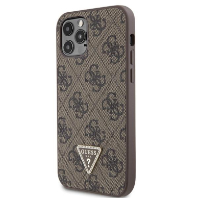 Originalus dėklas Guess GUHCP12MP4TDSCPW Case skirta iPhone 12 / 12 Pro - Rudas Crossbody 4G Metal Logo 1