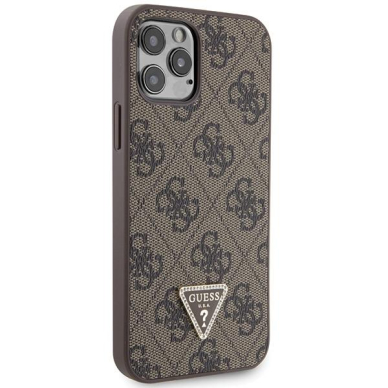 Originalus dėklas Guess GUHCP12MP4TDSCPW Case skirta iPhone 12 / 12 Pro - Rudas Crossbody 4G Metal Logo 3