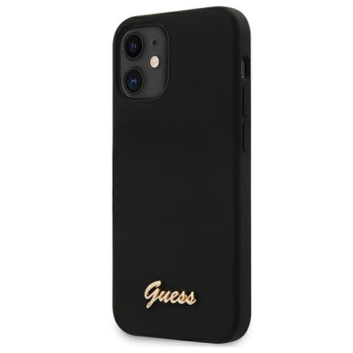 Originalus Guess Dėklas Guhcp12Slslmgbk Iphone 12 Mini Juodas Silicone Script Gold Logo