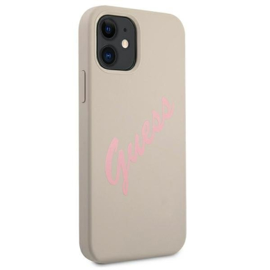 Dėklas Guess GUHCP12SLSVSGP Silicone Vintage iPhone 12 mini 5,4" pilkas-rožinis 3